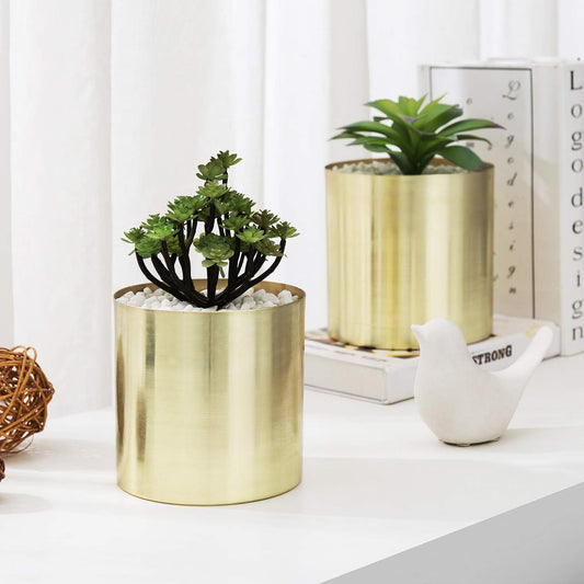 Metal Indoor Golden Planter, Modern Plant Pot for Living Room Balcony Office