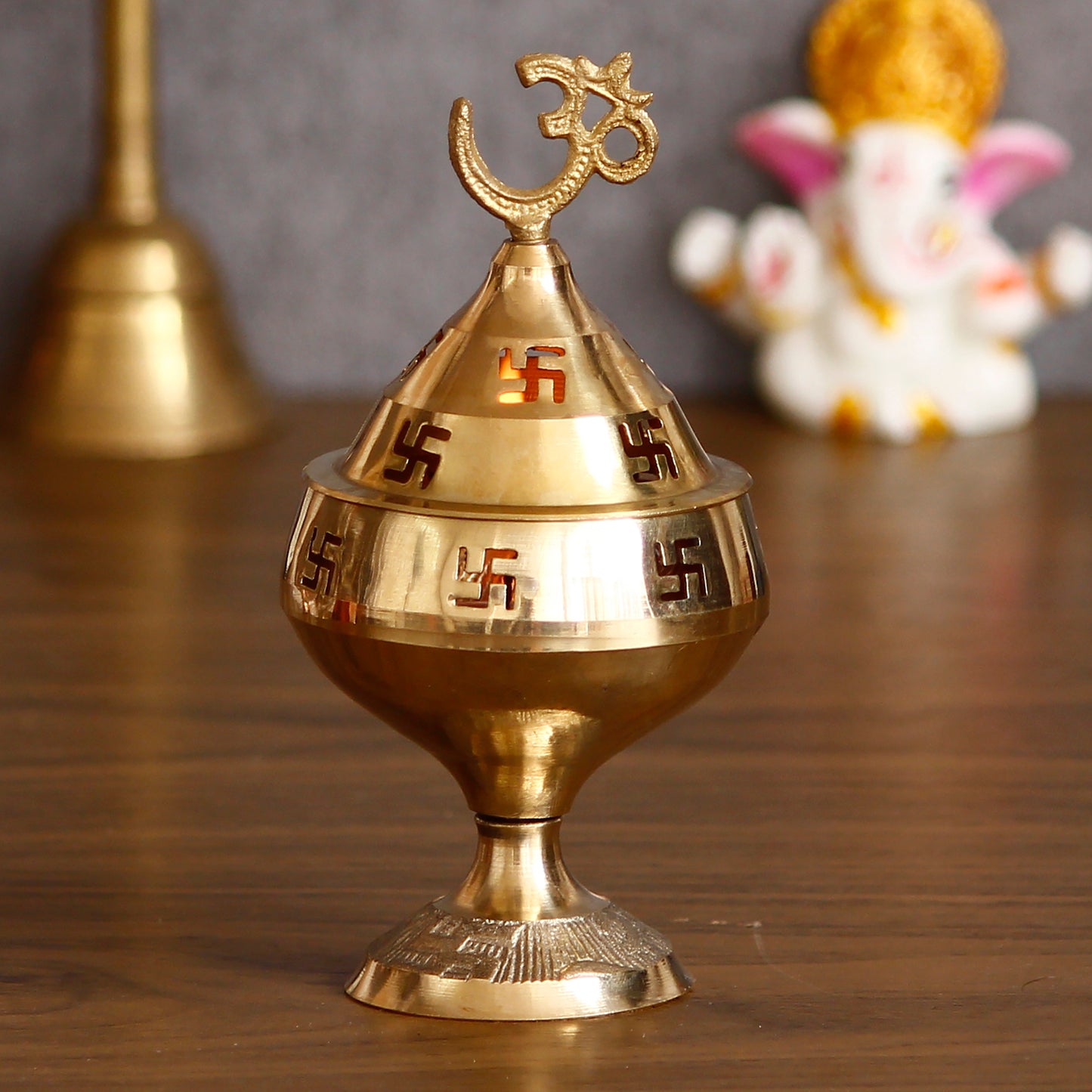 eCraftIndia Om and Swastik Brass Diya